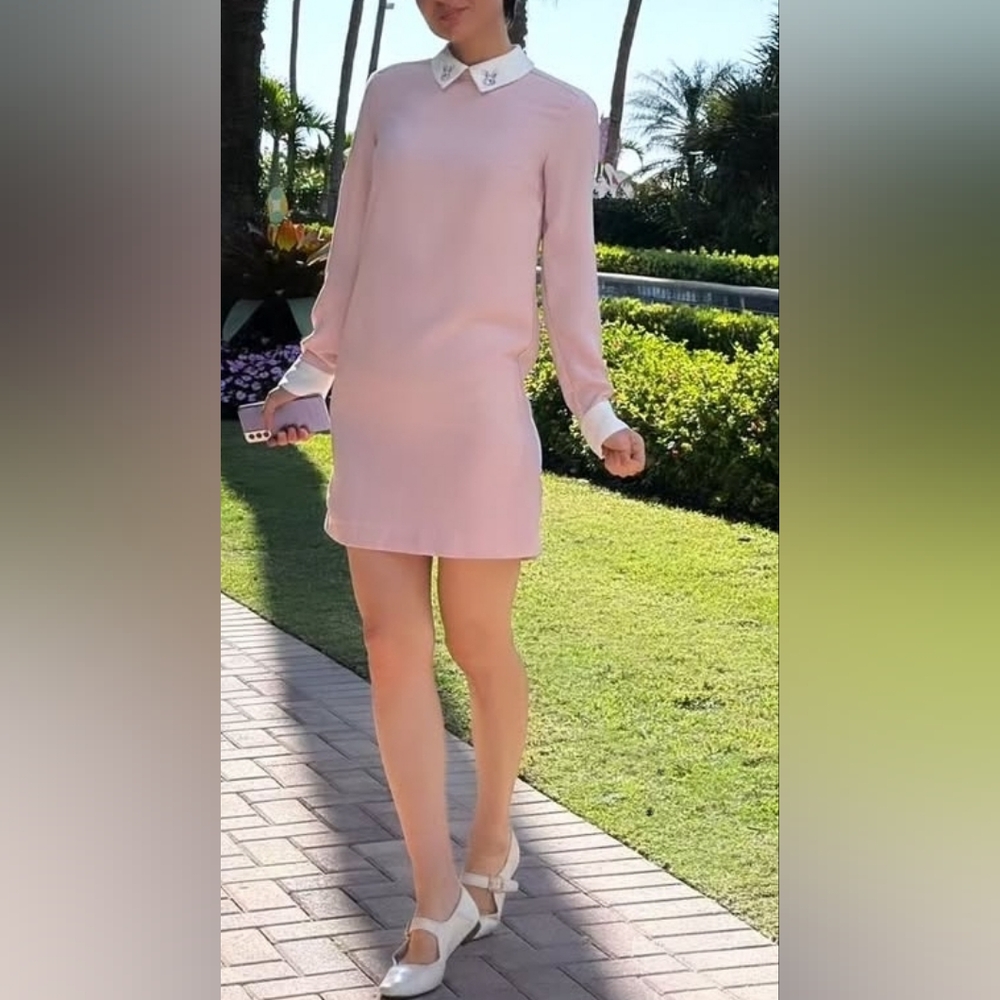 Victoria Beckham For Target Clever Bunny Easter Collar Pink Shift Dress XS